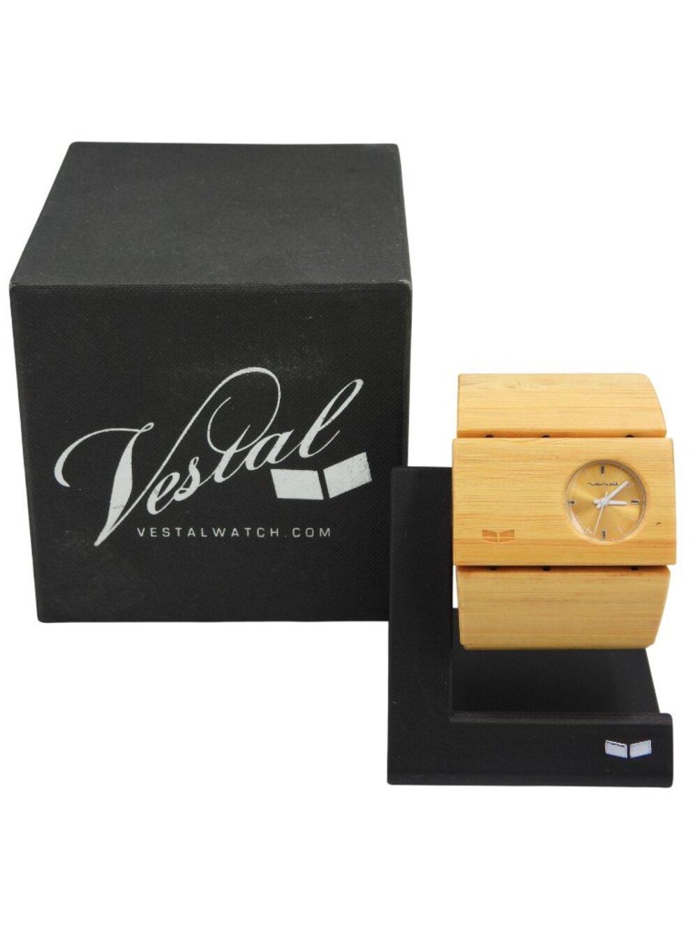 Vestal RoseWood Cuff Watch Splash Resistant Stainless Steel Needs Battery